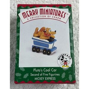 NOS Hallmark Disney Merry Miniatures Mickey Express Pluto's Coal Car 1998 In Box